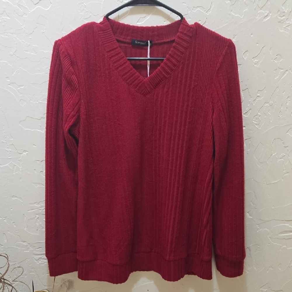 3/$10 Sampeel Red V-Neck Sweater